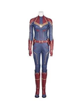 Captain Marvel Blue Cosplay Costumes Carol Danvers High Boots Superhero 3-Piece